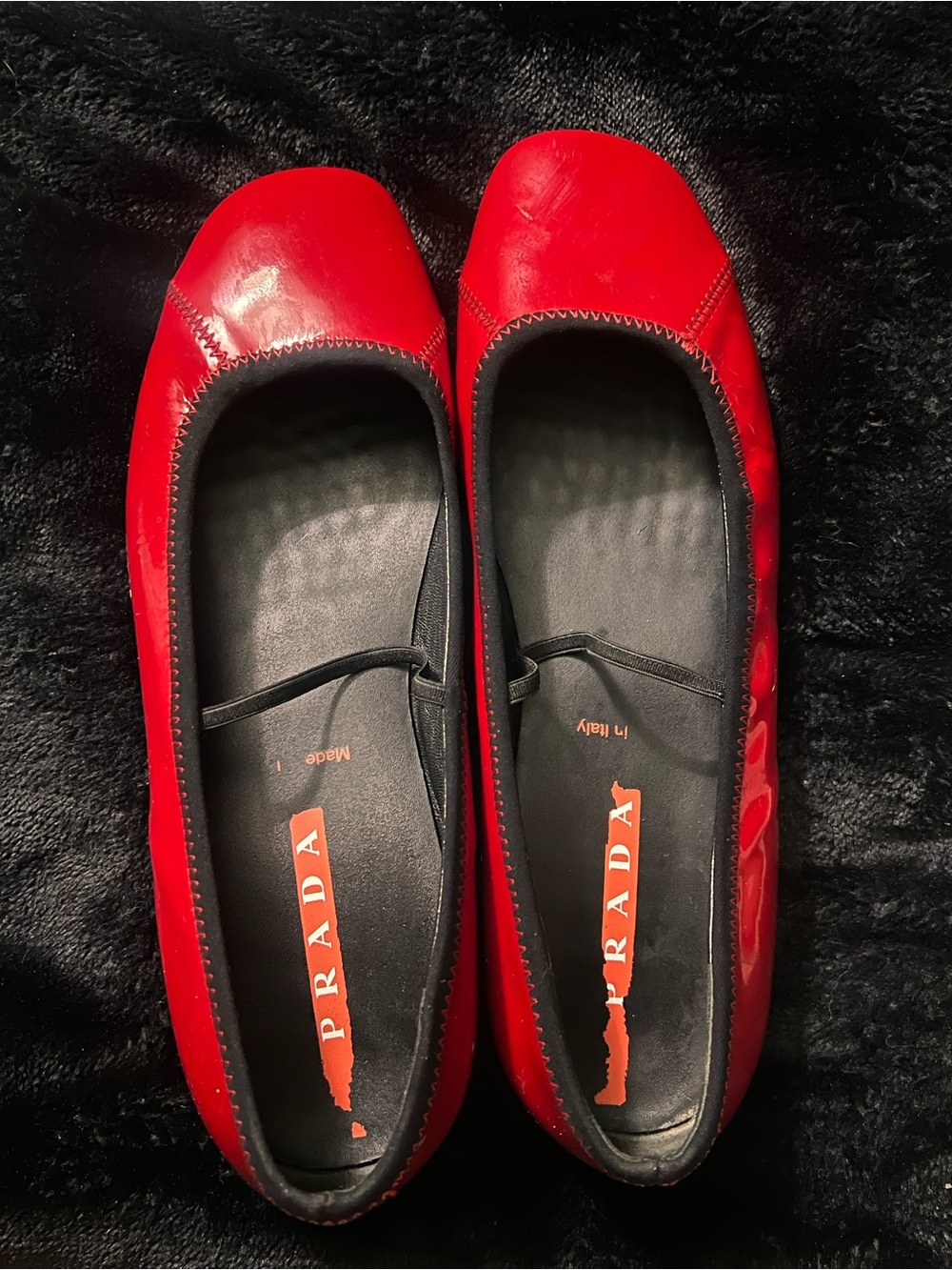 Prada Red Patent Leather Ballet Flats
